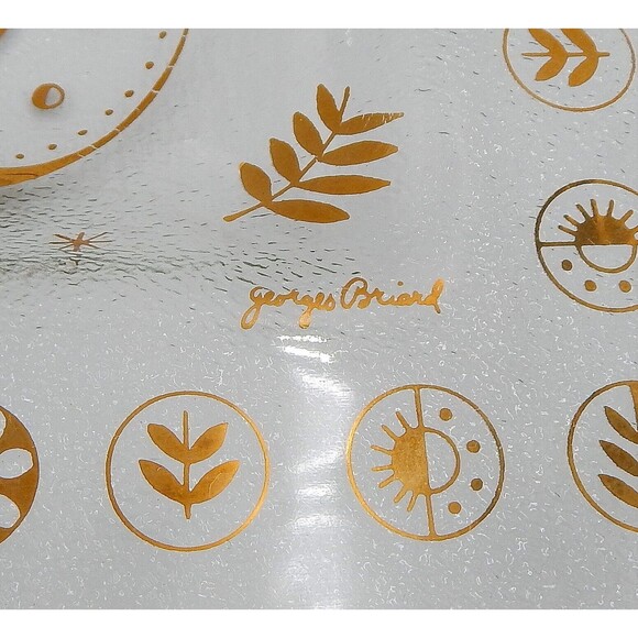 Georges Briard Gold Forbidded Fruit Divided Glass Signed Serving Relish Dish - Picture 4 of 13